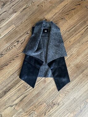 Red 23 Black and Grey Faux Fur Draped Vest
